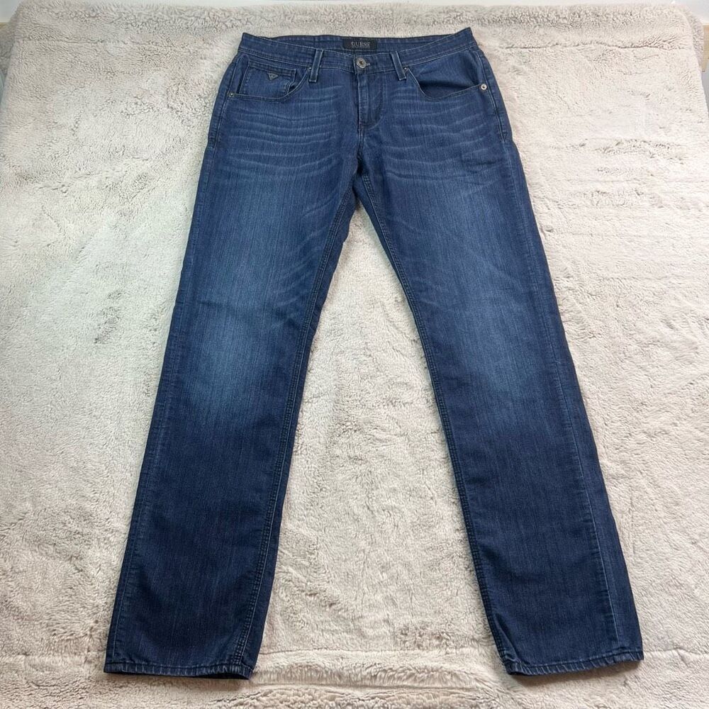 Guess Jeans Mens Size 31x34 Vermont Slim Straight Stretch Denim Measures 34x33